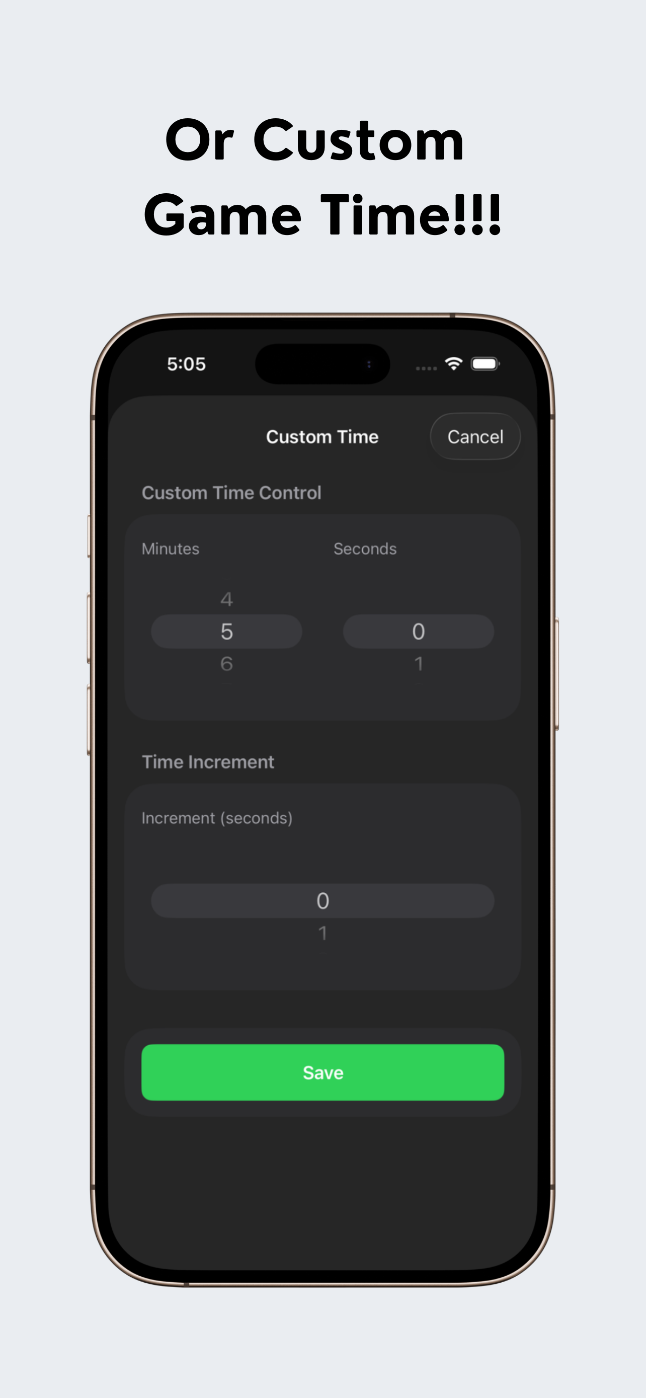 Chess Clock Mobile - Custom settings